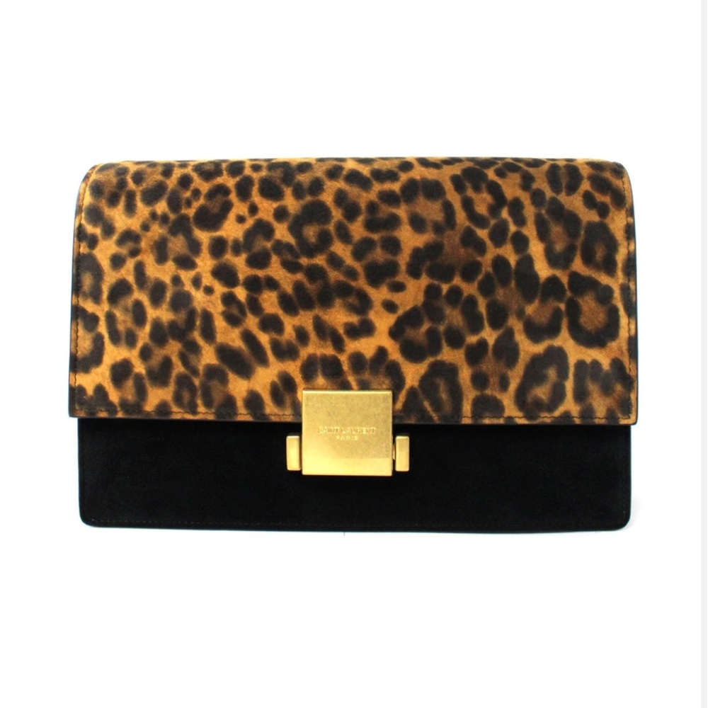 SAUNT LAURENT Bellechasse Black leather, leopard suede medium crossbody